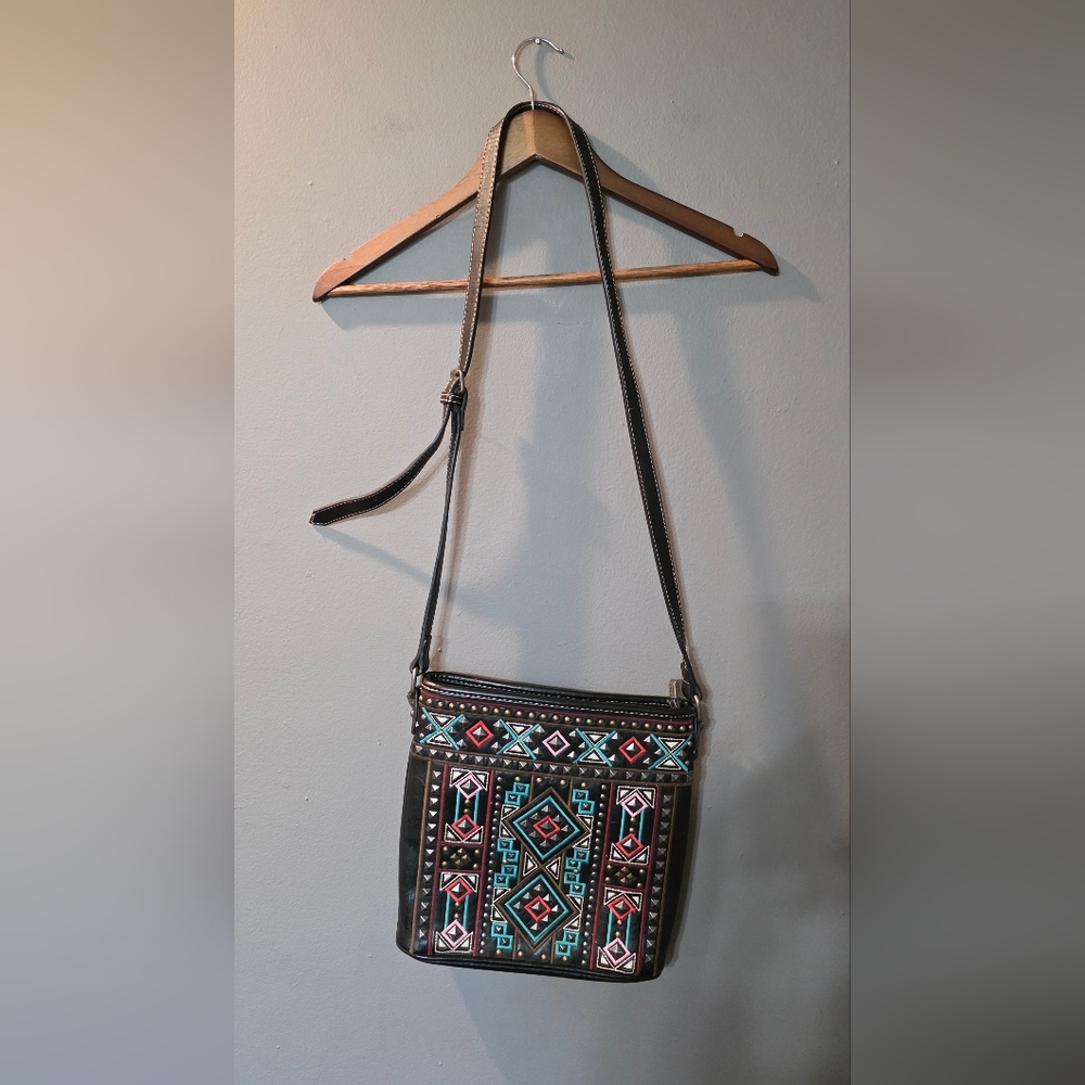Montana West Concealed Carry Crossbody Tote Purse Studded Aztec Western OS